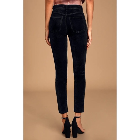 Free People - Stella Black Velvet High-Rise Skinny Jeans 25 - Picture 3 of 5